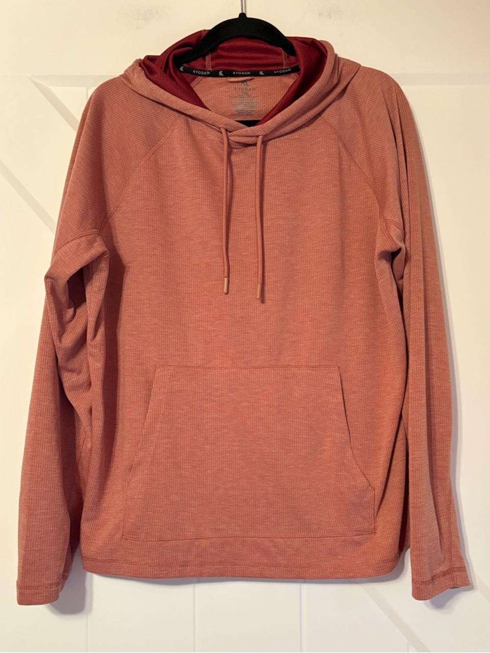 KYODAN Salmon Waffle Knit Hoodie Pullover Oversized Women’s Size S